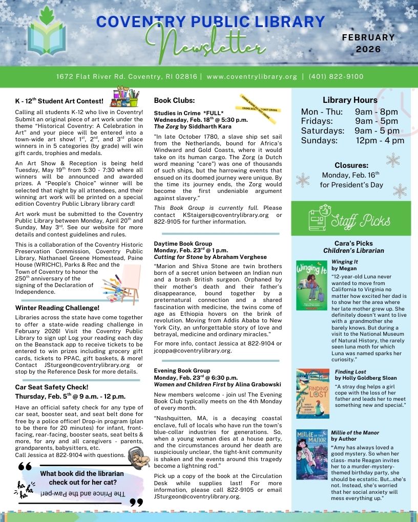 Coventry Newsletter, page 1