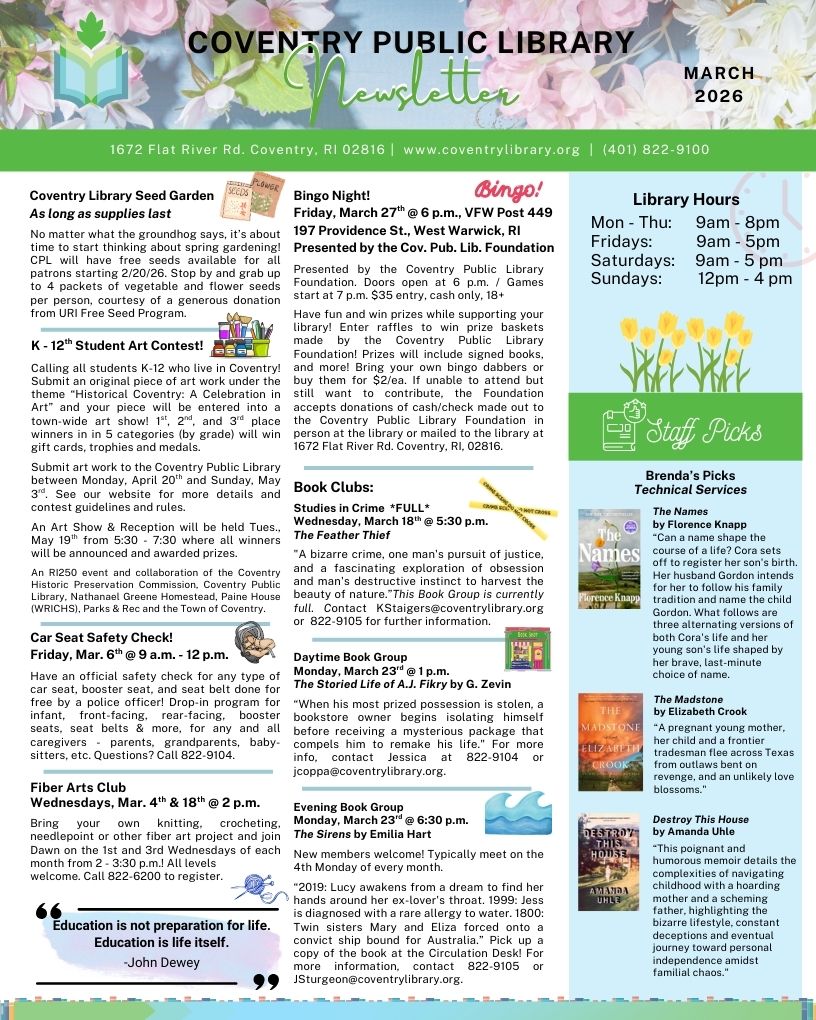 Coventry Newsletter, page 1