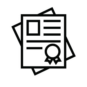 Black-and-white outline illustration of a birth certificate