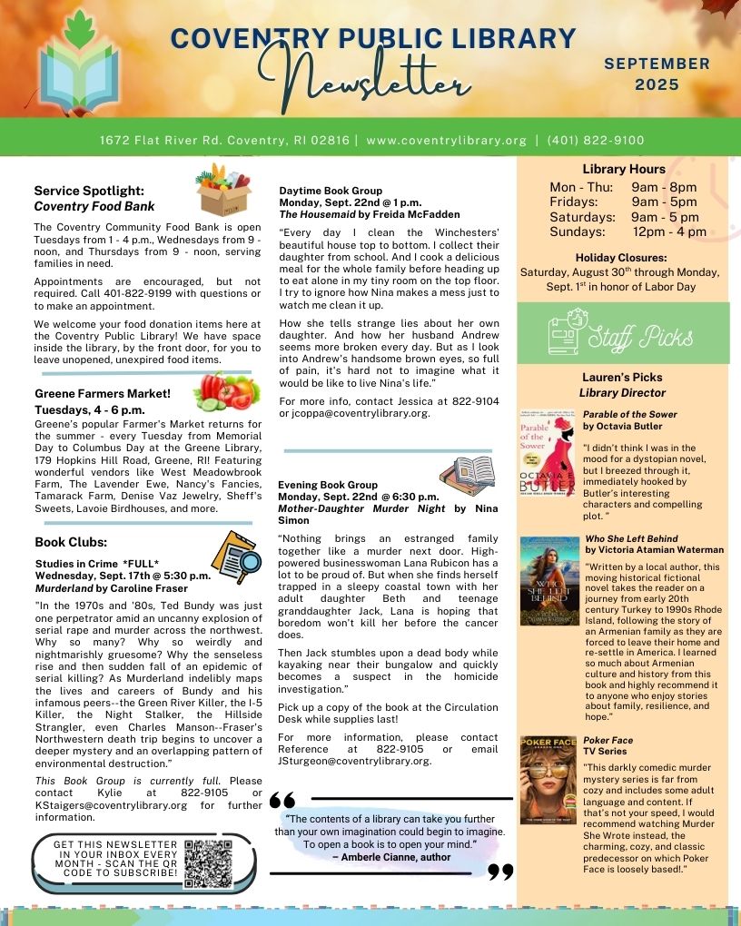 Coventry Newsletter, page 1