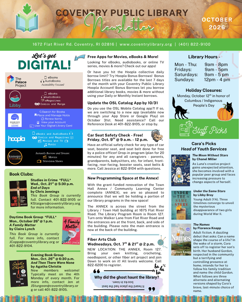 Coventry Newsletter, page 1