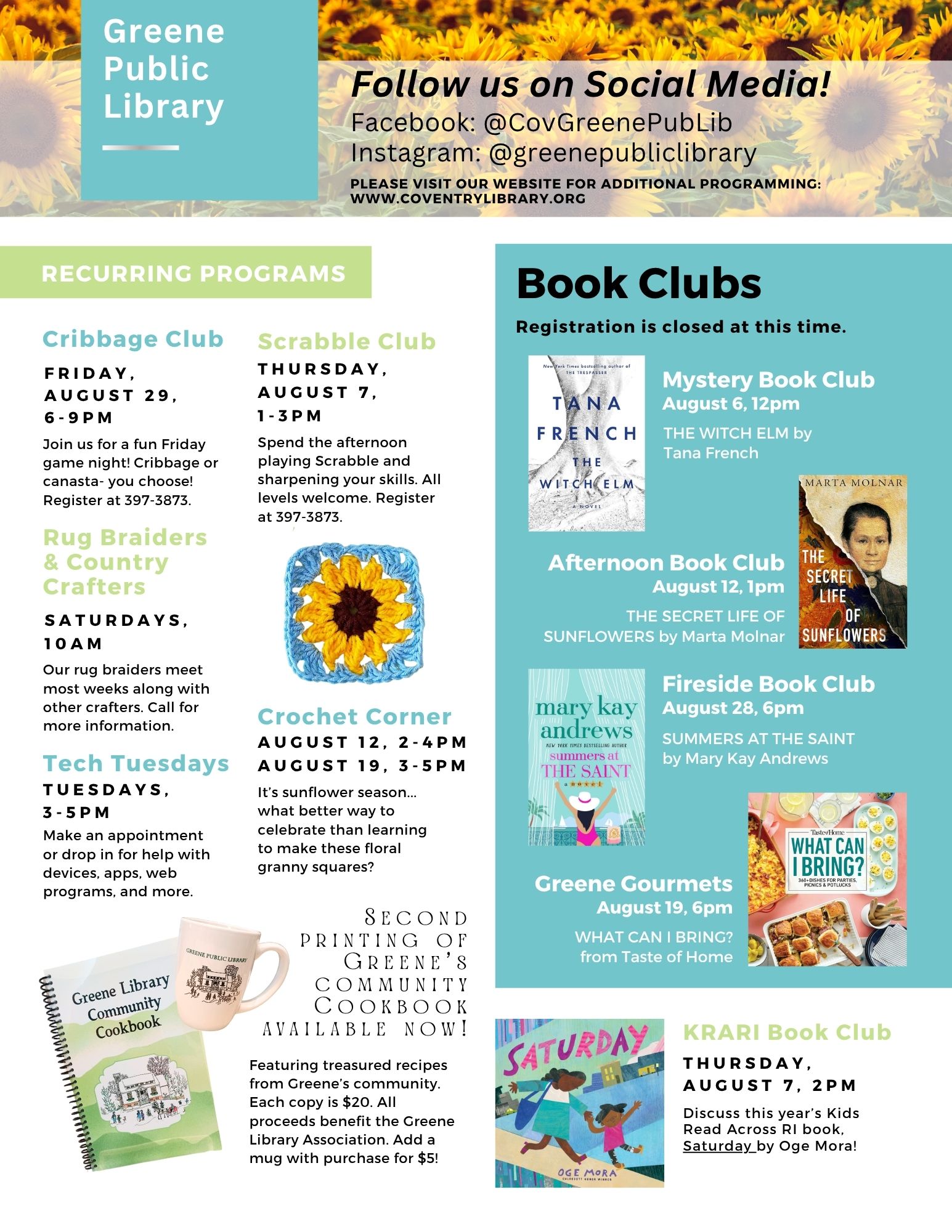 Greene Library August 2025 Newsletter, page 2