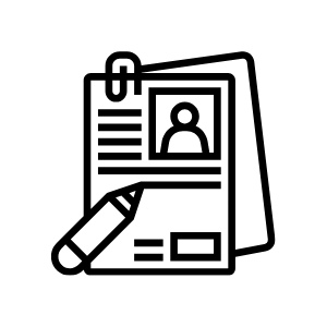 Black-and-white outline illustration of an application