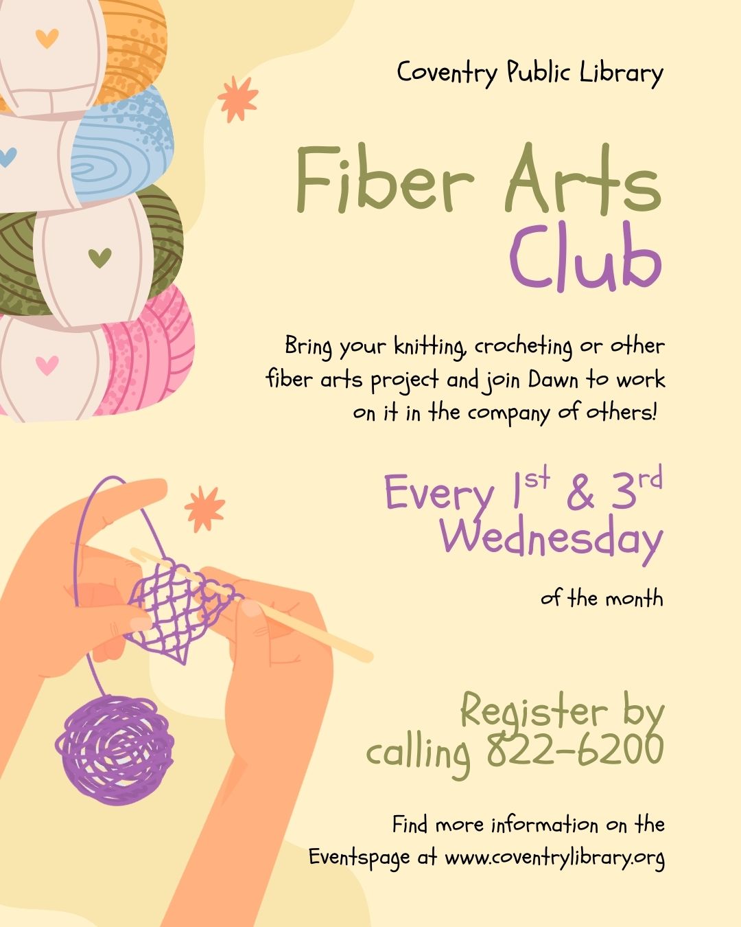 Fiber Arts Club at the Coventry Public Library
