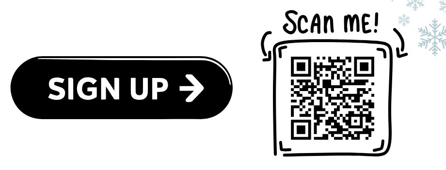 Black oval with the text "Sign up here!" on the left, pointing to a QR code leading to the beanstack challenge on the right