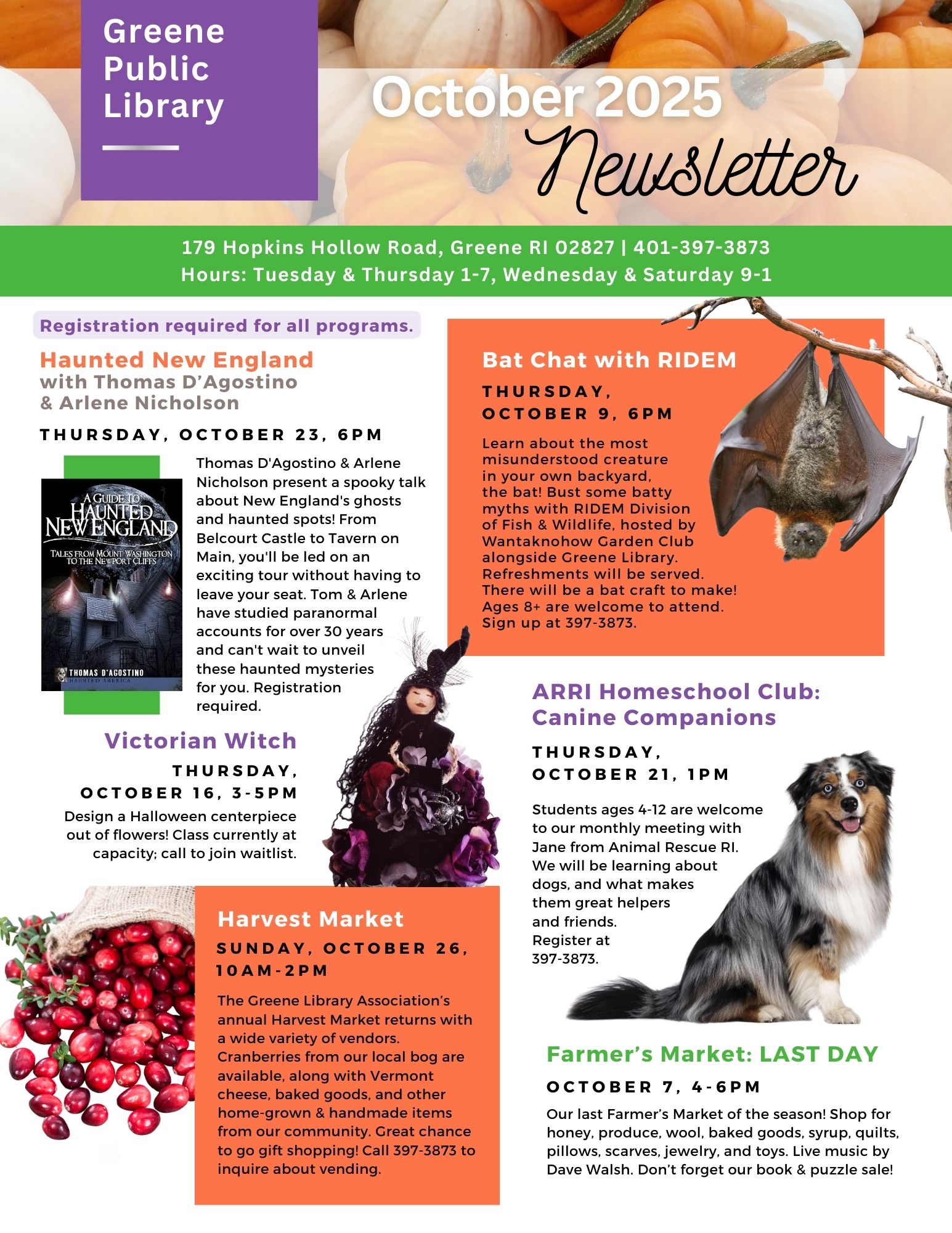 October 2025 Newsletter Greene Library, Page 1