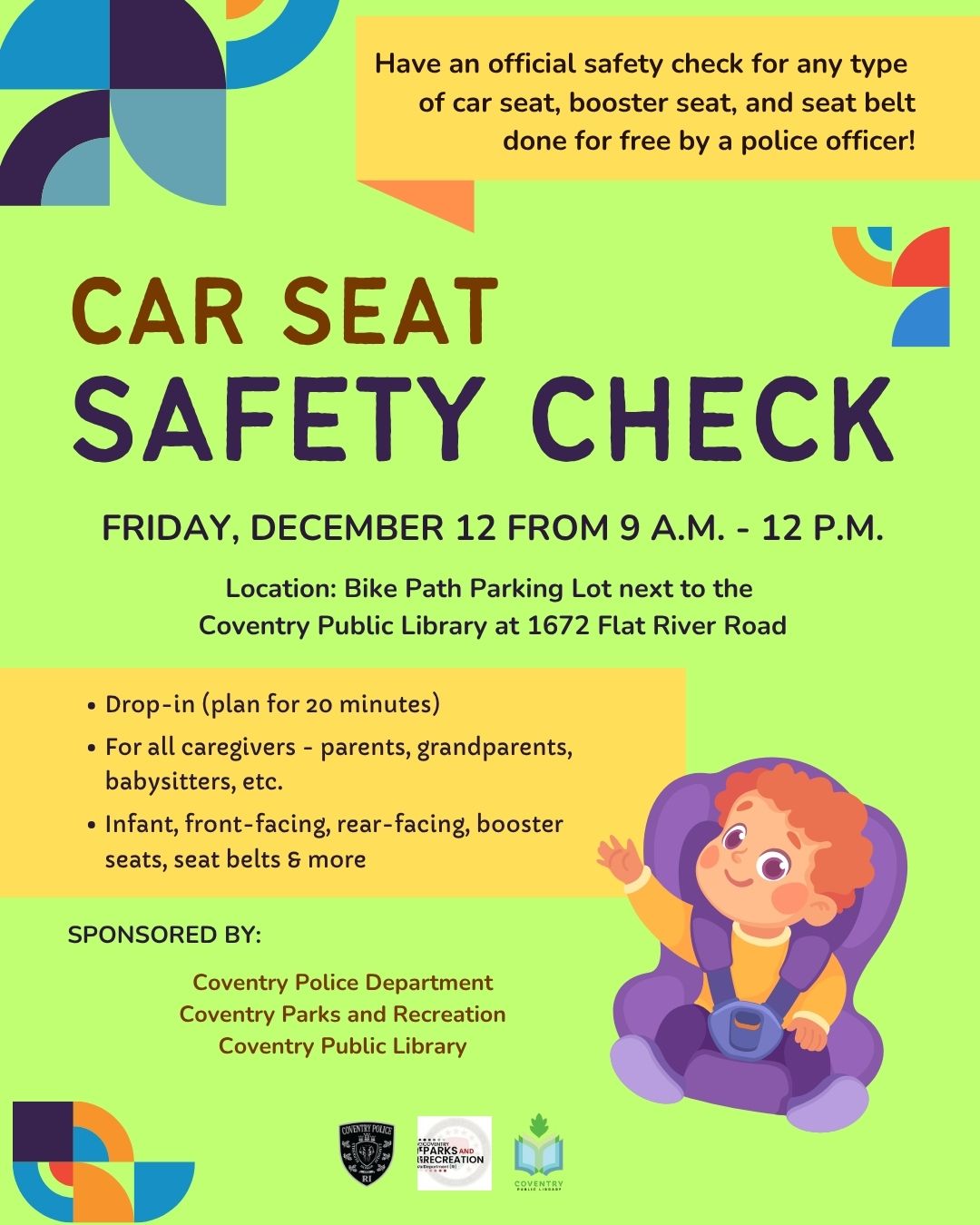 Car Seat Safety Check at the Coventry Public Library