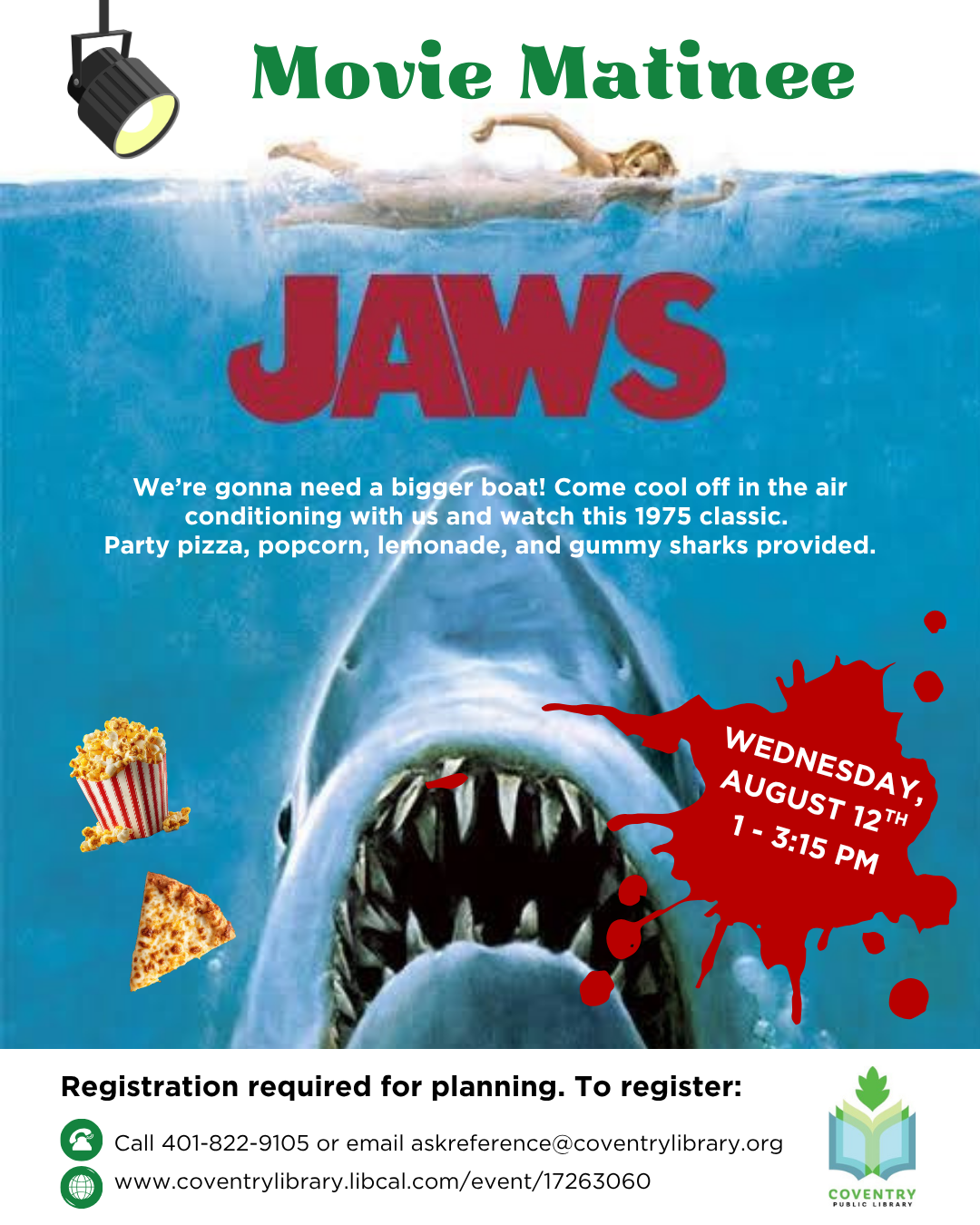 Image of movie Jaws at the Coventry Public Library