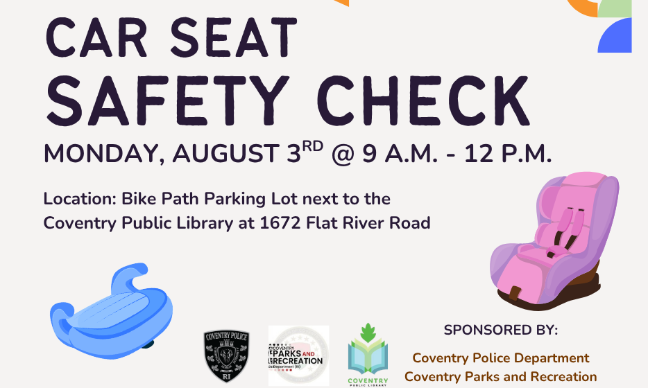 Have an official safety check for any type of car seat, booster seat, and seat belt done for free by a police officer! 