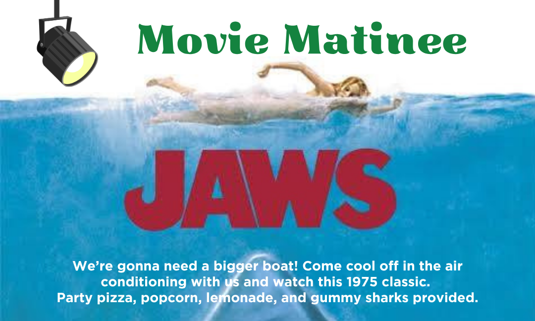 Summer movie matinee Jaws at the Coventry Public Library
